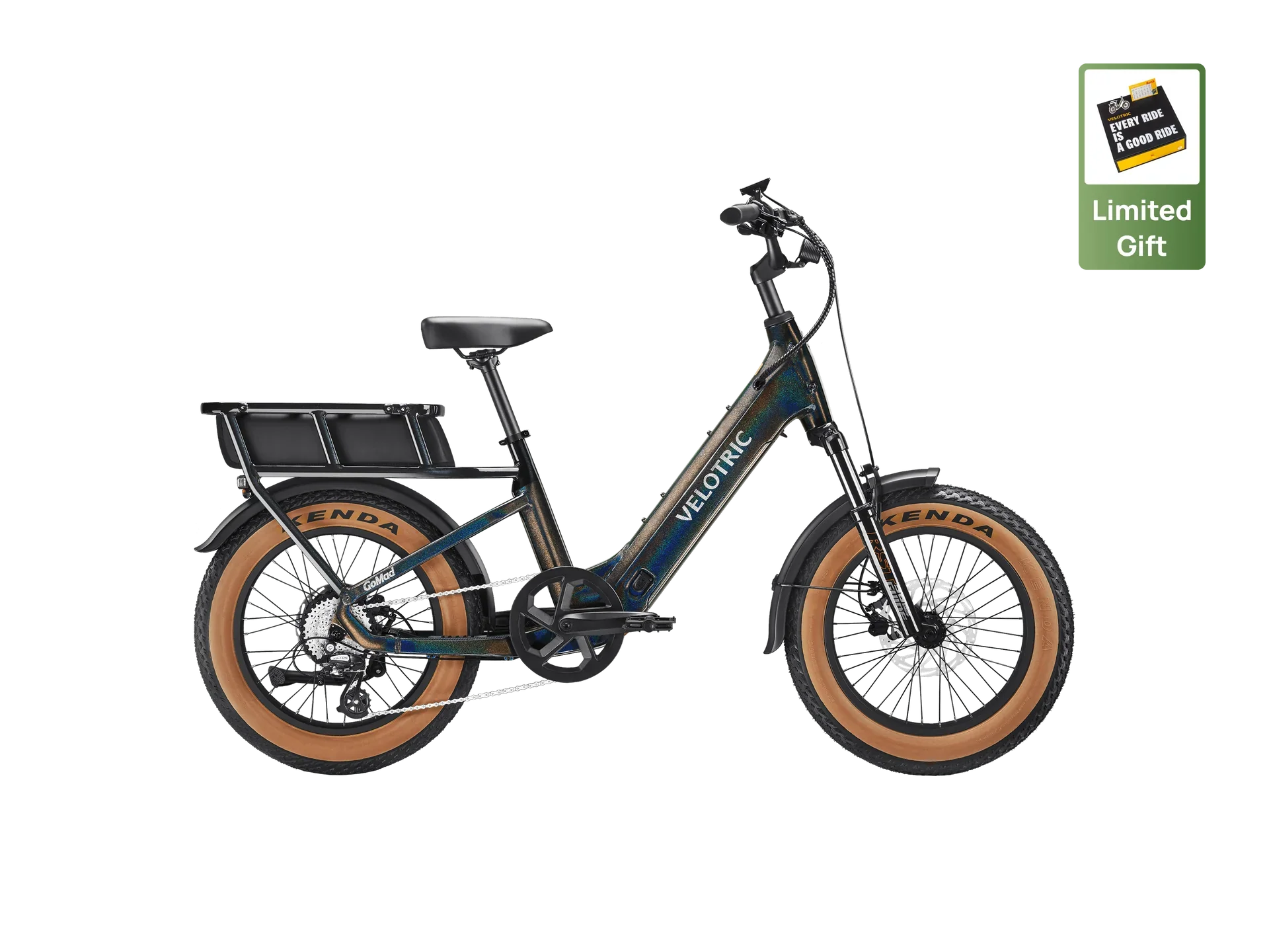 Obsidian black Velotric GoMad eBike side view, showcasing its sturdy frame, thick tires, and integrated battery design.