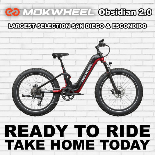 eBike Mokwheel Obsidian  2.0 - Step Thru - Black & Red - Ready to Ride