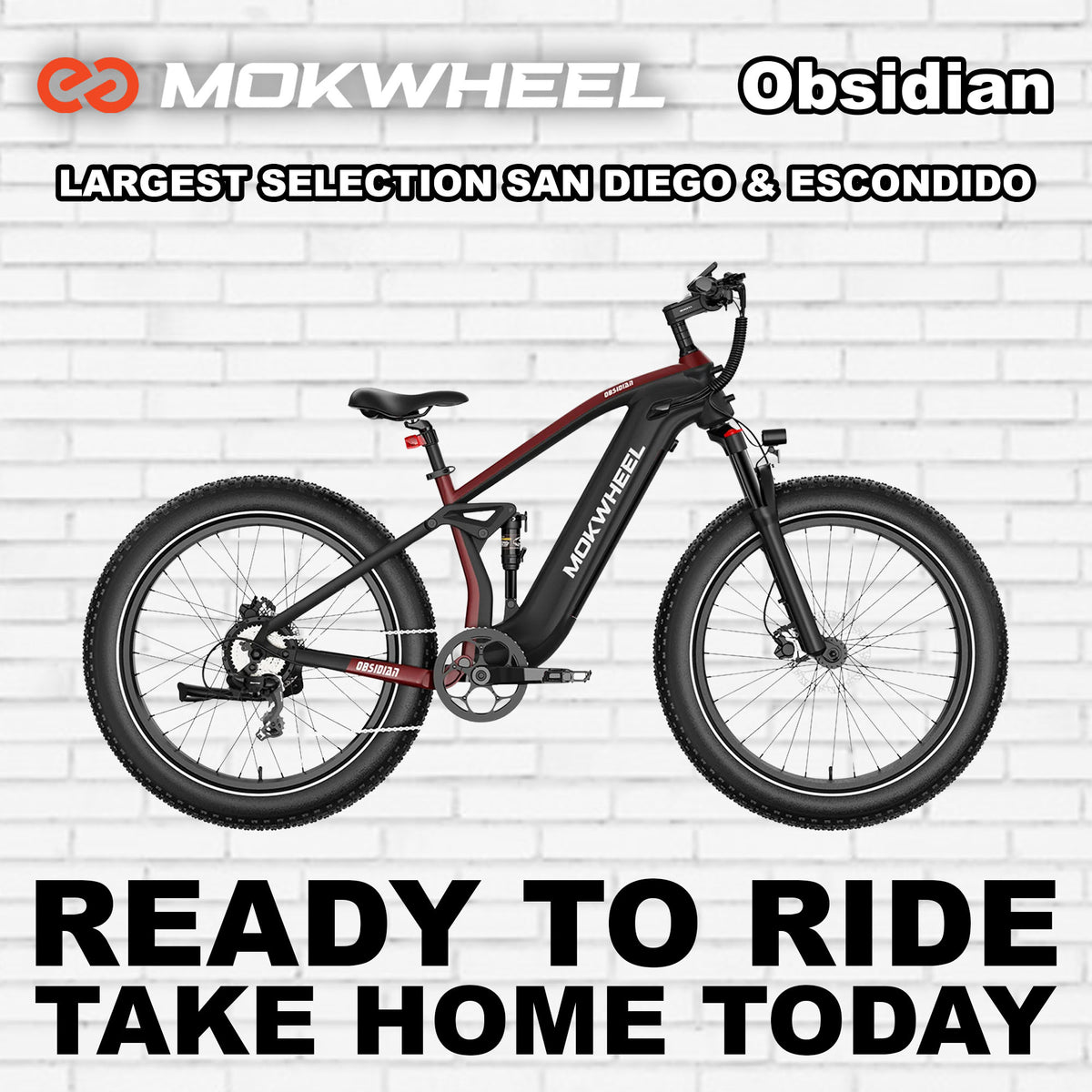 eBike Mokwheel Obsidian  - Step Over - Black & Red - Ready to Ride