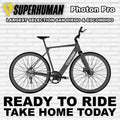 Abyss Black eBike Superhuman Photon Pro electric bicycle, side view, showcasing sleek frame and modern design