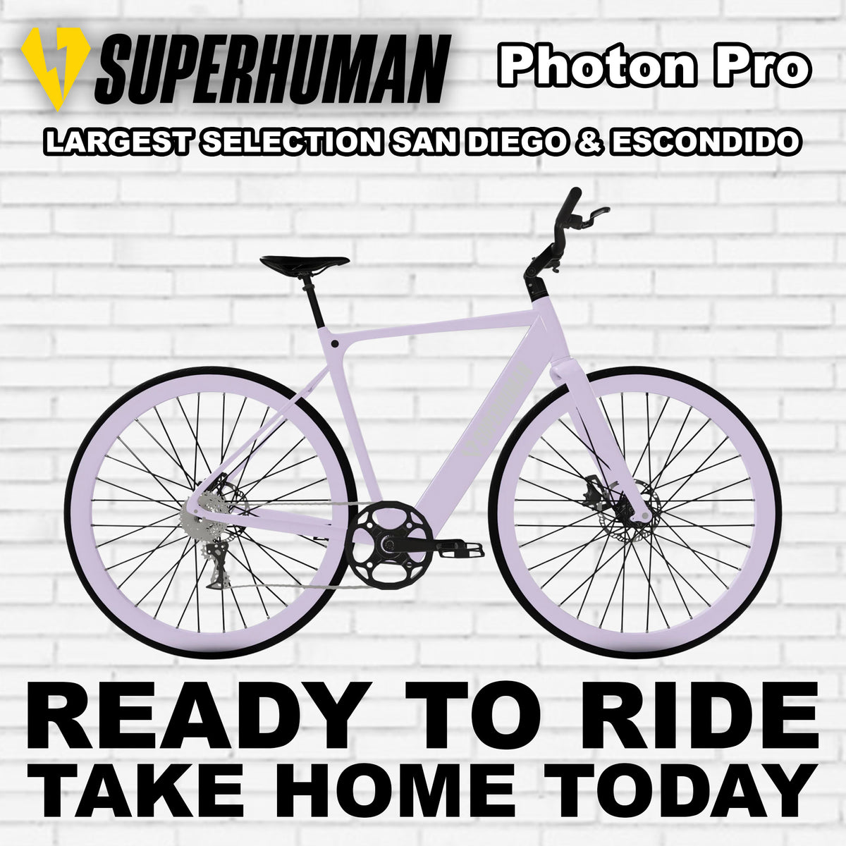 Electric bike Superhuman Photon Pro in Glowberry color, side view, displayed against a white background.