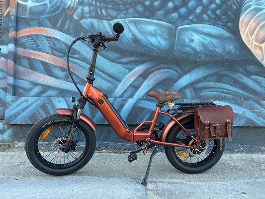 eBike Aged Brown Leather Saddle Bags for ebike