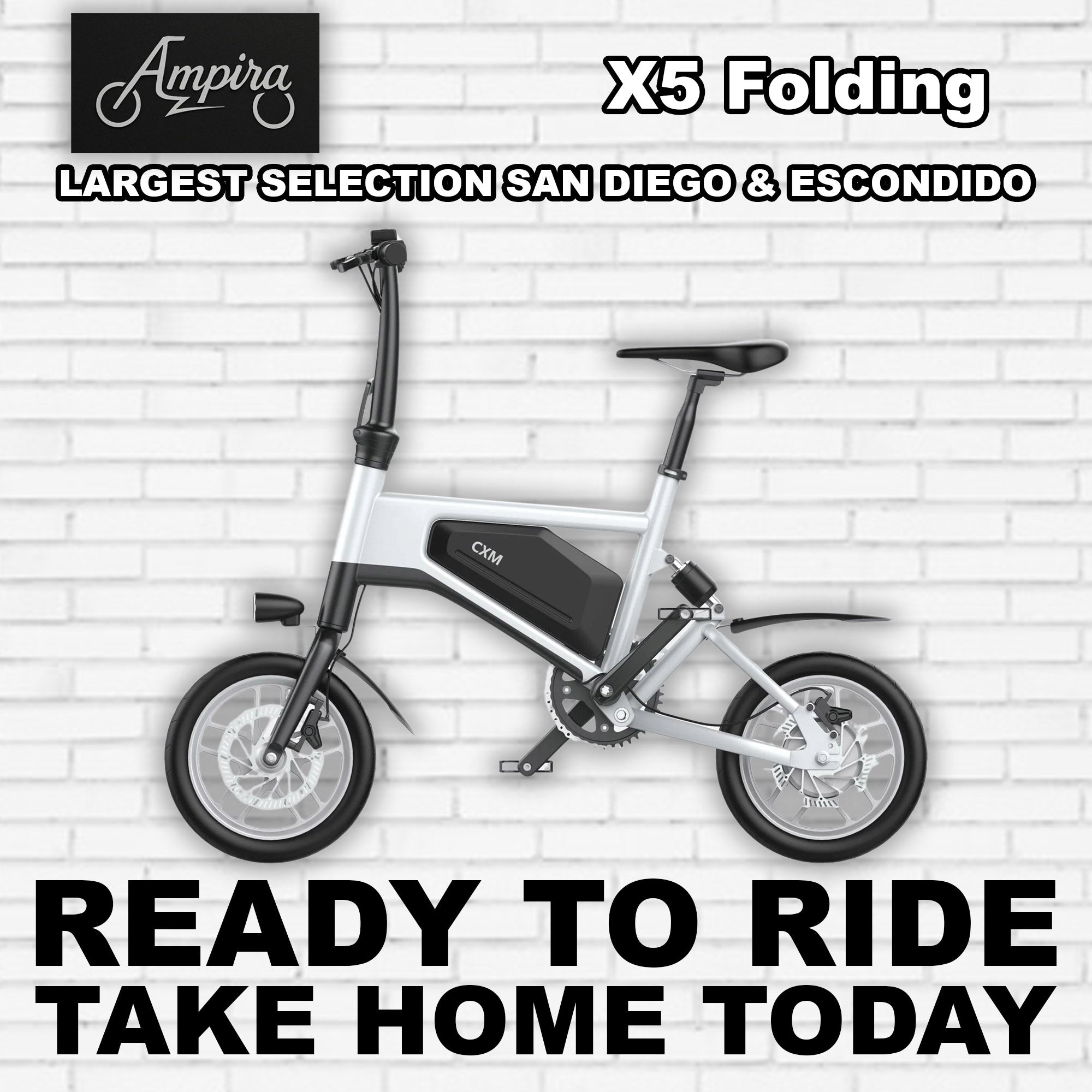 White Ampira X5 eBike, side view, against a plain background
