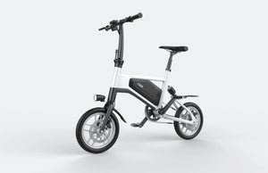 White Ampira X5 eBike, side view, showcasing sleek frame design and integrated battery