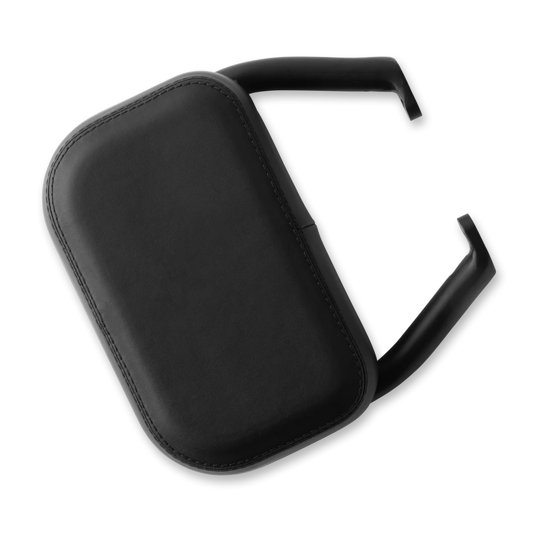Black Murf cargo eBike backrest accessory, side view, designed for added passenger comfort