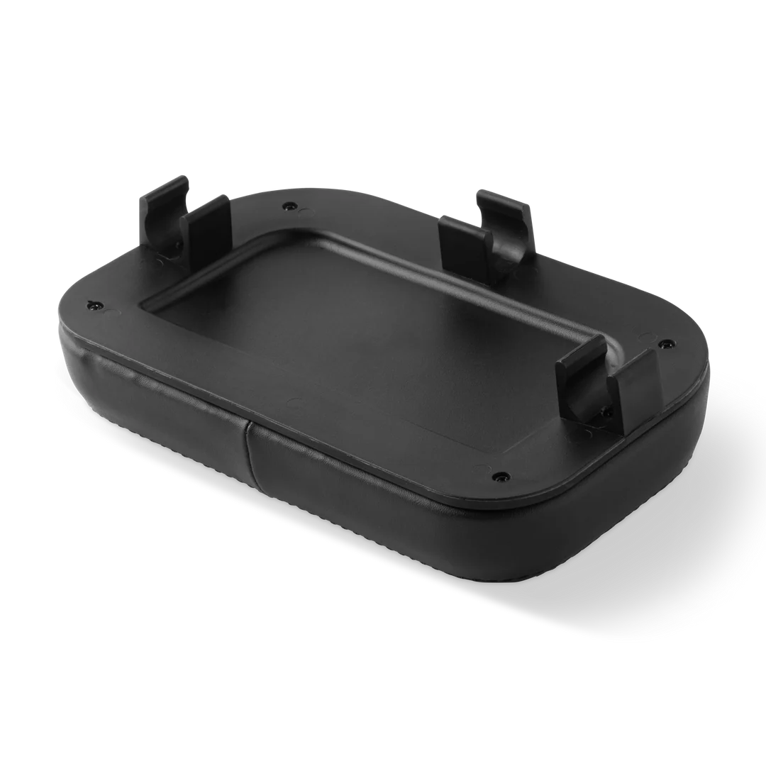 Black Murf cargo eBike backrest accessory, shown attached to the rear rack of an electric bicycle.