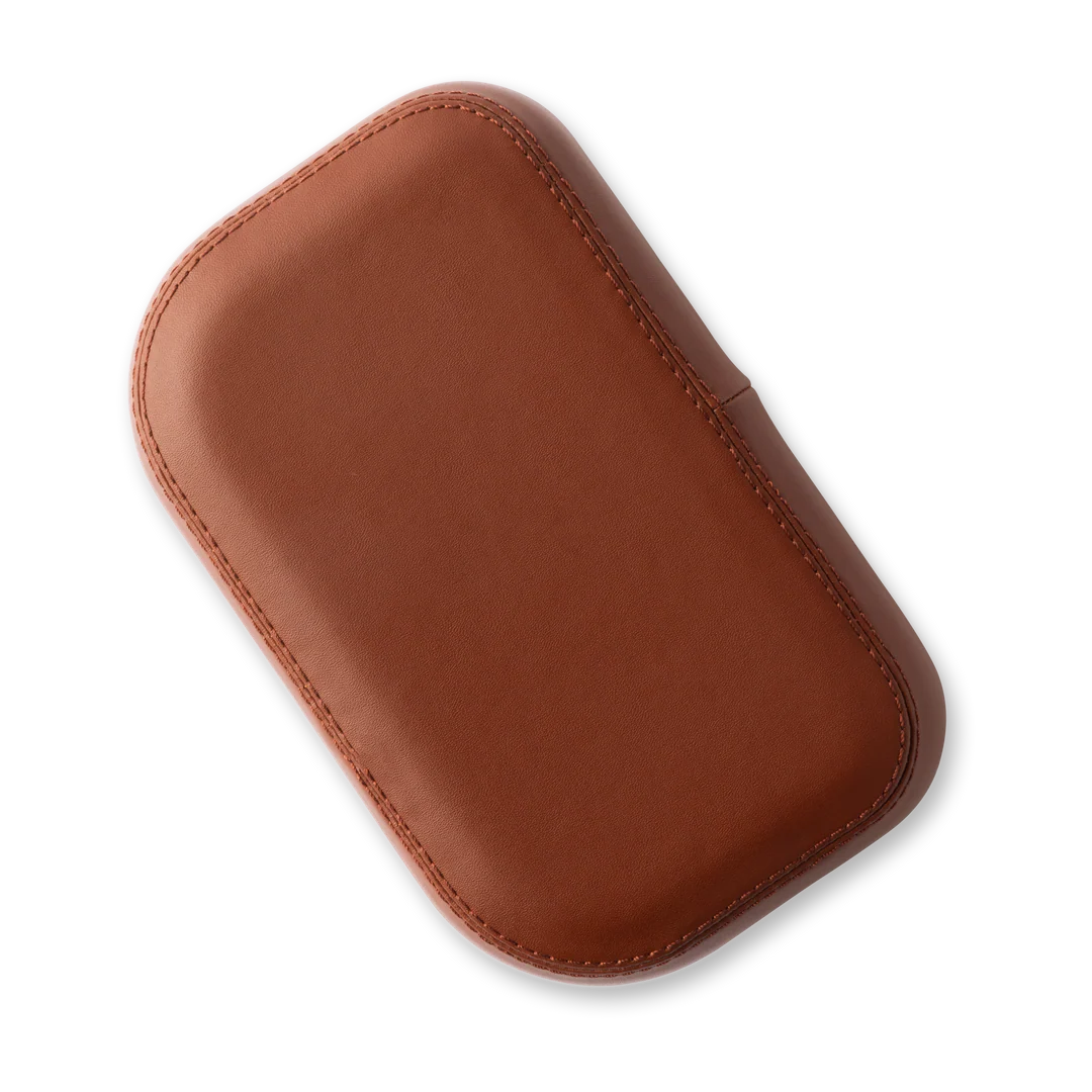 Brown eBike backrest accessory for Murf Cargo, product image showing backrest attached to bike seat.