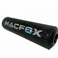 A black Macfox universal eBike bar pad with white logo, shown mounted on handlebars.