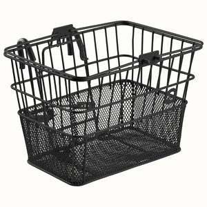 Black Retrospec Apollo steel eBike basket attached to a bicycle
