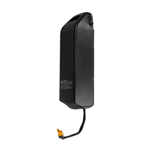 Auxiliary eBike battery for Revi Flux, black rectangular battery pack with connector port, displayed on a white background.