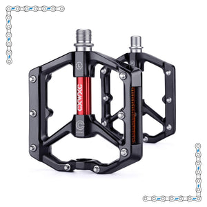 Black aluminum pedals for electric bike, product image showing a pair of sturdy, textured black pedals designed for eBikes.