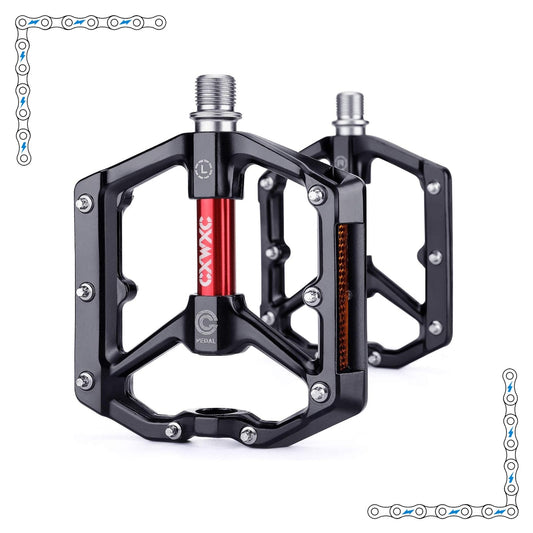 Black aluminum pedals for electric bike, product image showing a pair of sturdy, textured black pedals designed for eBikes.