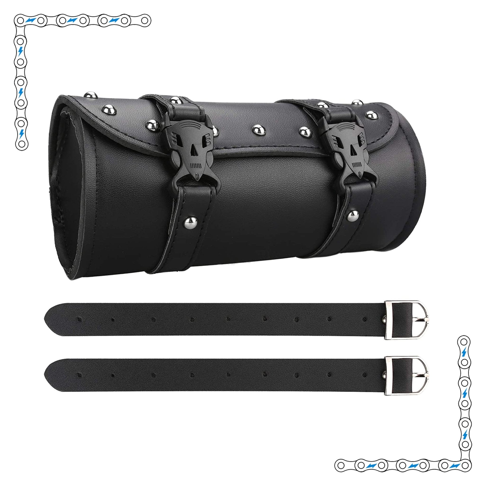 eBike Black Leather Rounded Studded Bar Bag for ebike - Accessories - eBike Super Shop