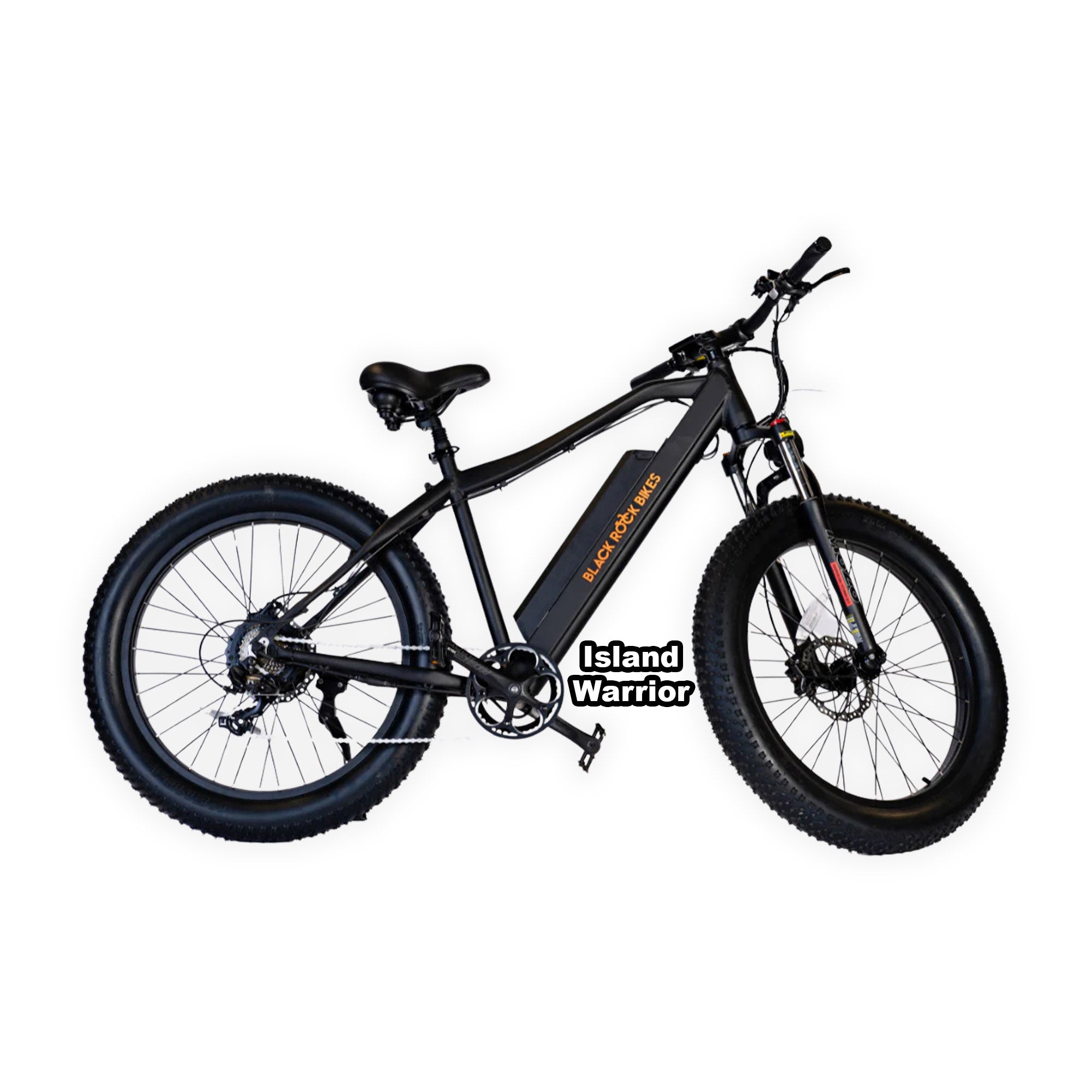 Black Rock Island Warrior eBike in its original packaging box, black color model, product image showing the boxed electric bike.