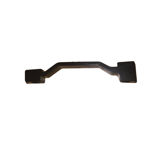 eBike brake adaptor for post mount brake caliper, 180mm front and rear, black metal component with mounting holes, shown on a white background