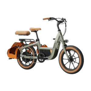 Segway Muxi eBike with Passenger Kit accessory installed, side view showing rear seat and footrests