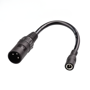 eBike charger adapter with a single pin DC connector on one end and a 3-pin male XLR connector on the other end, shown against a plain background.