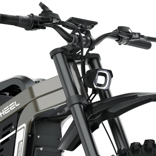Coswheel R19 electric bike in side view, showcasing its sturdy frame, large tires, and integrated battery against a plain background.