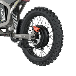 Coswheel R19 electric bike in black, side view, parked on pavement with urban background