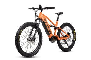 Flame orange eBike Cyke Falcon S electric bicycle, side view, on a white background