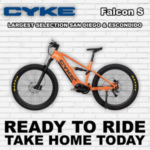 Electric bike Cyke Falcon S in Flame Orange color, side view, against a white background.