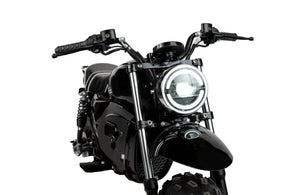 A black and red eBike Drift Hero 1500w Mini electric bike with thick tires, compact frame, and sporty design, displayed on a white background.