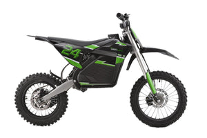 A black and red eBike Drift Hero 1600W dirt bike shown from a side angle, featuring thick off-road tires, a sturdy frame, and a visible electric motor.