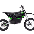 A black eBike Drift Hero 5000W dirt bike parked on a dirt trail, showcasing its rugged tires, sturdy frame, and powerful electric motor.