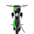 A black eBike Drift Hero 5000W dirt bike parked on a rugged outdoor trail, showcasing its sturdy frame, thick off-road tires, and powerful electric motor.