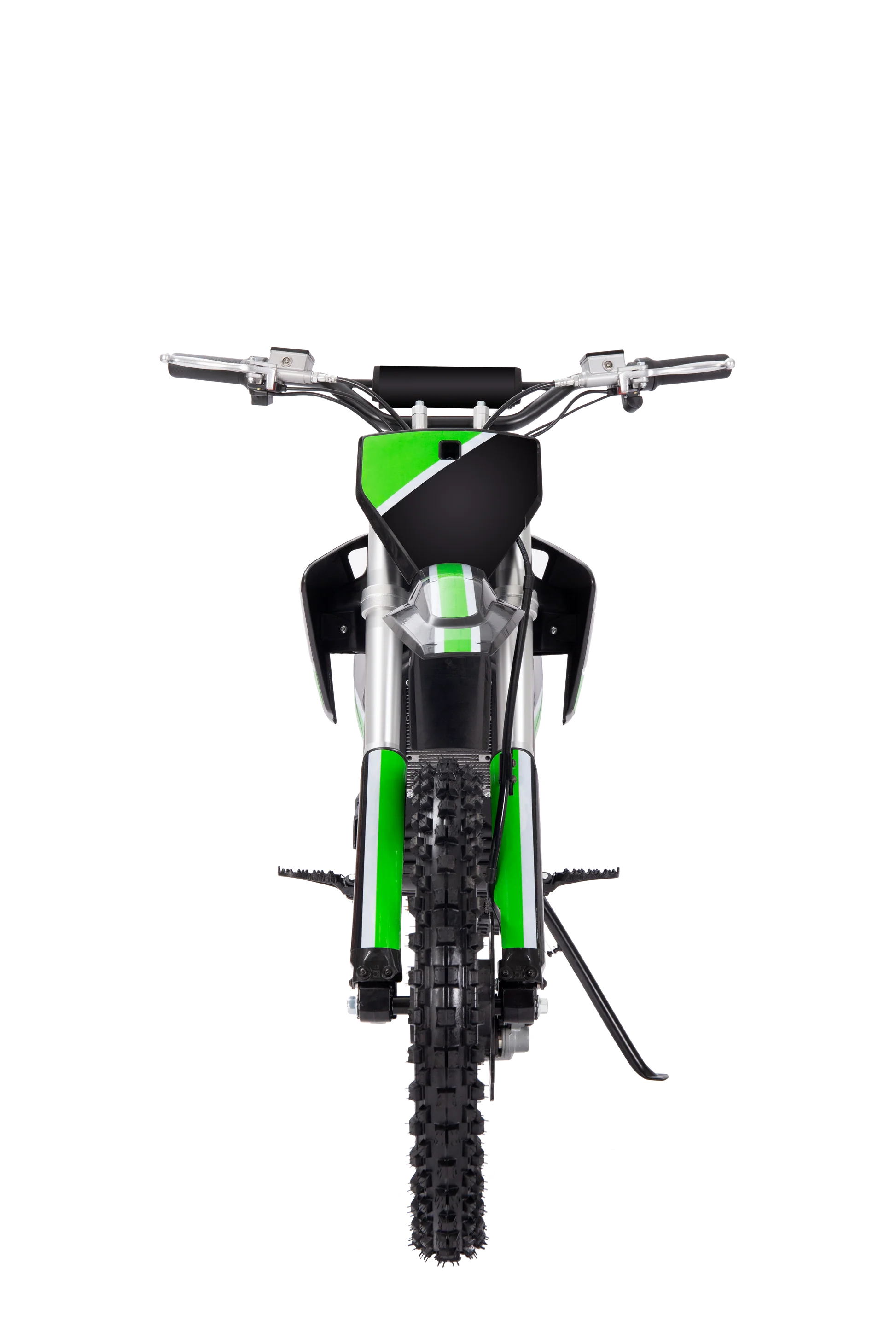 A black eBike Drift Hero 5000W dirt bike parked on a rugged outdoor trail, showcasing its sturdy frame, thick off-road tires, and powerful electric motor.