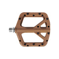 Brown nylon eBike pedals, side view, isolated on white background