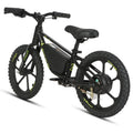 EUNORAU EKIDS 16 electric micro eBike with 16-inch wheels, 180W motor, shown in a product image on a road.