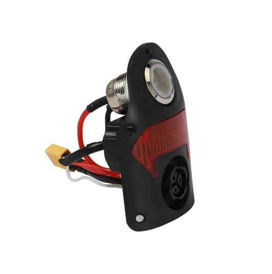 A Fiido electric bike battery shell compatible with D11 and D21 models, shown in a product image with a sleek, rectangular black casing and connector ports visible.