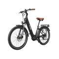 A black Freego City Flow A1 eBike with a step-through frame, front basket, and rear rack, displayed on a white background.