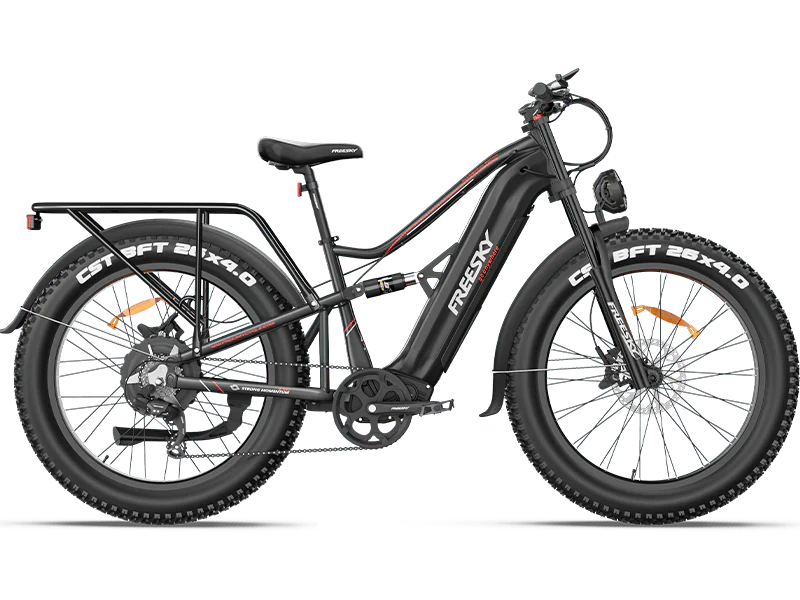 Black Freesky Swift Horse Pro X-6E electric bike, side view, showcasing frame design and components