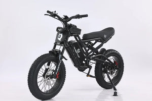 Black eBike Ghostcat F3 Class 2 electric bicycle, side view, against a dark background