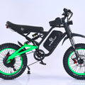 Neon green eBike Ghostcat F4X side view, showcasing frame design and electric motor