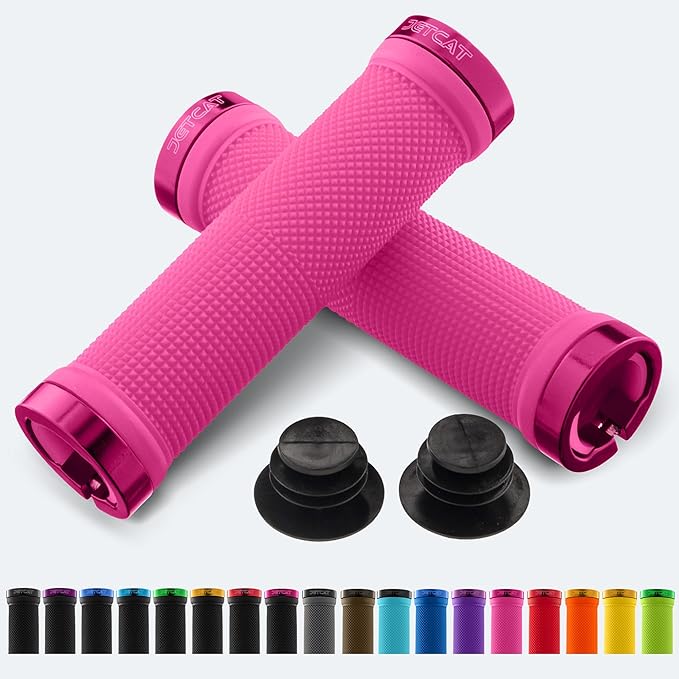 Pink JETCAT eBike grips, textured surface, shown in a bright pink color, product image labeled "Pink 3".