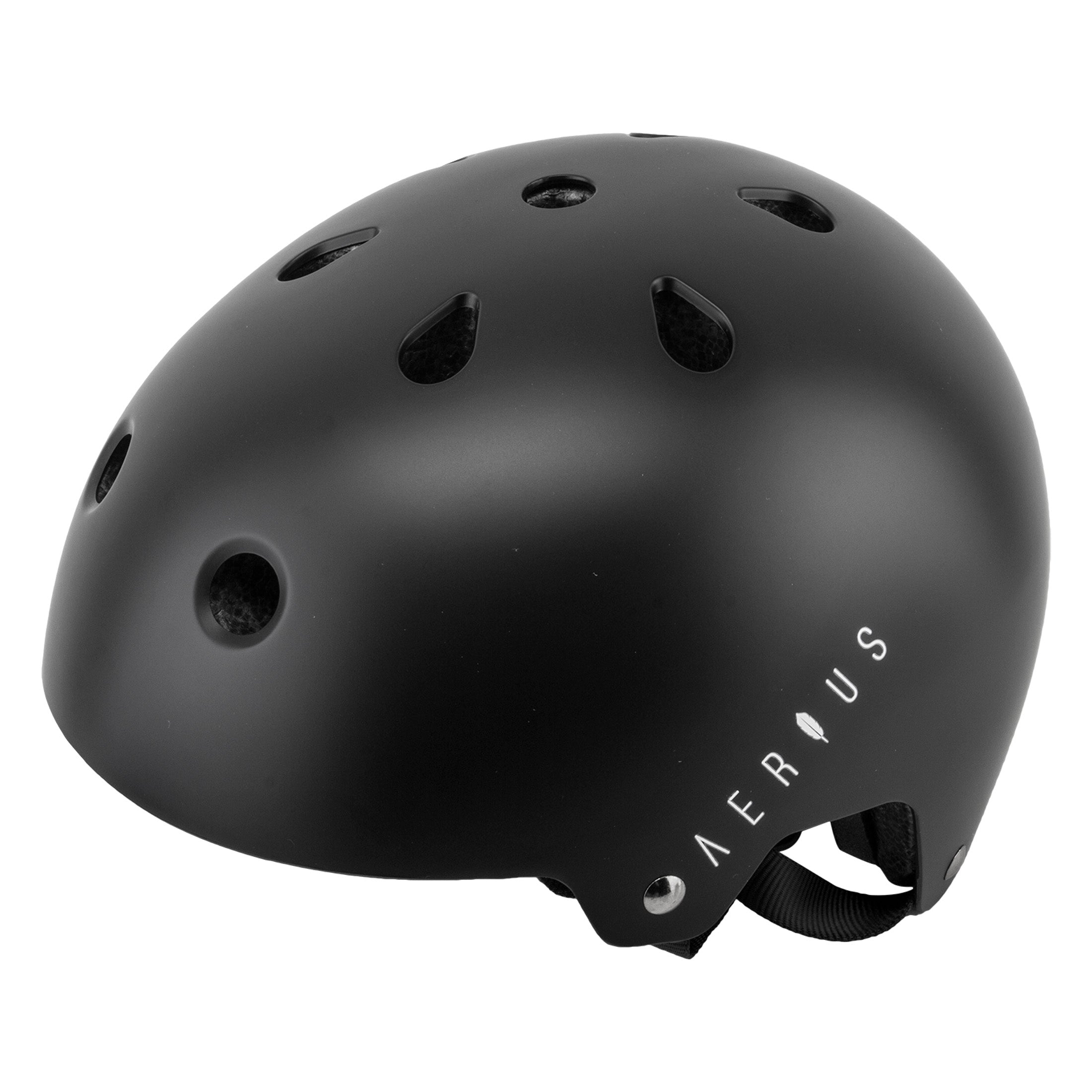 Matte black eBike helmet Aerius accessory, side view, on white background