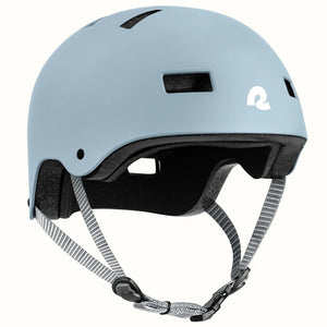 Matte crystal blue Retrospec Dakota eBike helmet, side view, with adjustable straps and multiple air vents