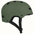 Matte forest green Retrospec Dakota eBike helmet shown from the side, featuring multiple air vents and adjustable straps.