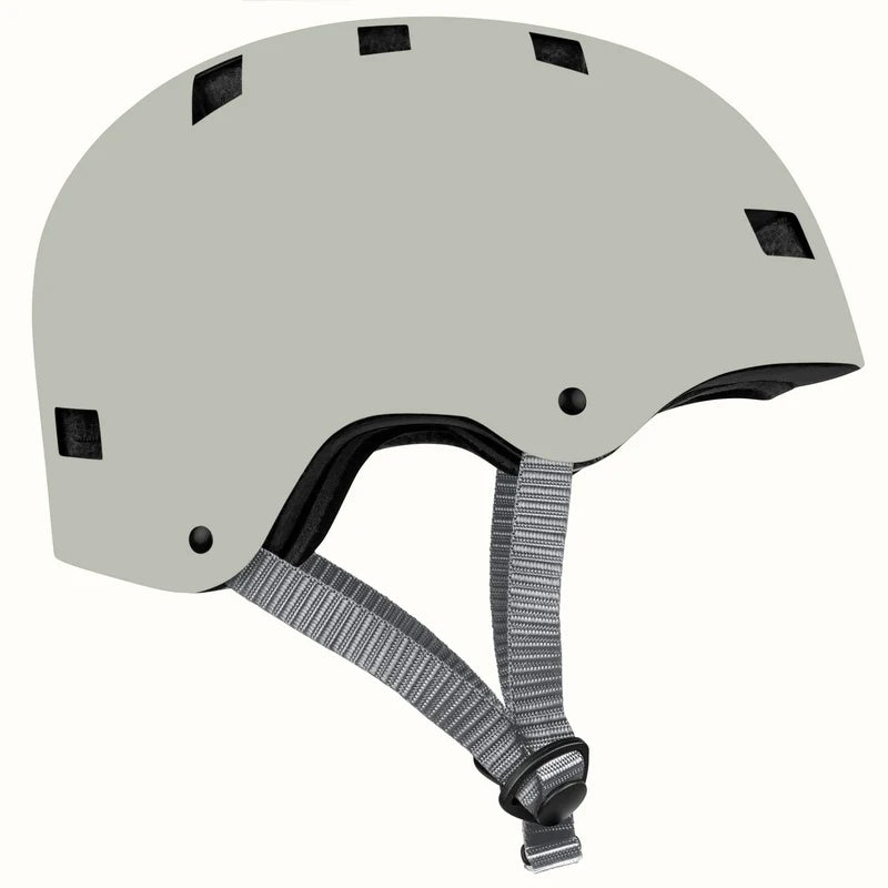 Matte oat Retrospec Dakota eBike helmet, side view, with adjustable straps and multiple air vents