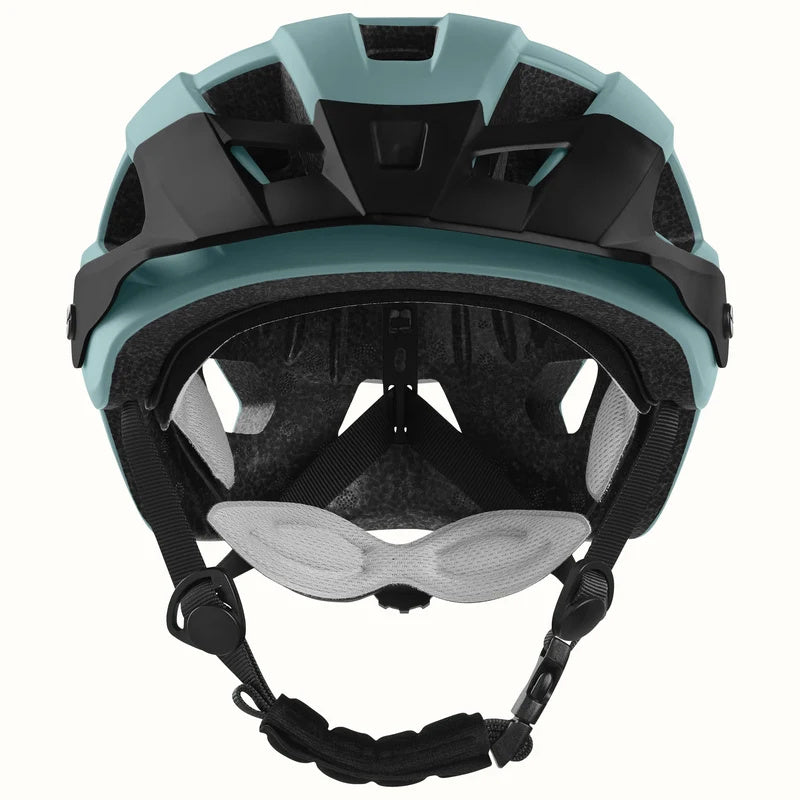 Matte evergreen Retrospec Rowan mountain bike helmet for eBikes, side view, ventilation holes visible