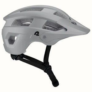 Matte stone gray Retrospec Rowan mountain bike helmet for eBikes, side view, with adjustable straps and ventilation holes