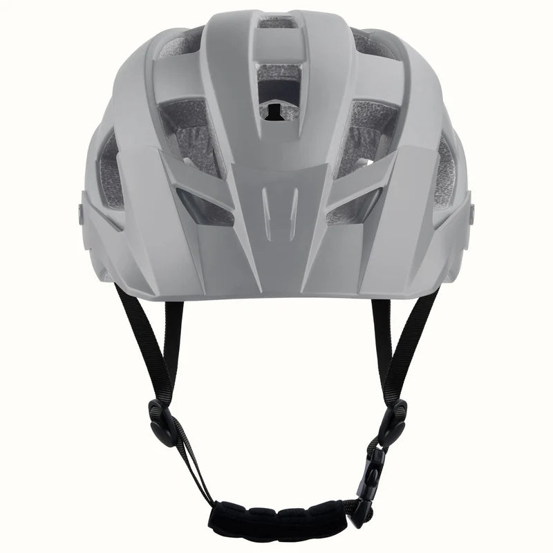 Matte stone Retrospec Rowan mountain bike helmet for eBikes, side view, size adjustable with ventilation holes