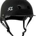 Black S1 Lifer Brim eBike helmet in X-Large size, side view, with matte black finish