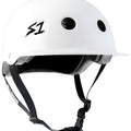 White S1 Lifer Brim eBike helmet in medium size, side view on a plain background