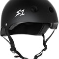Matte black S1 Mega Lifer eBike helmet, side view, accessory product image