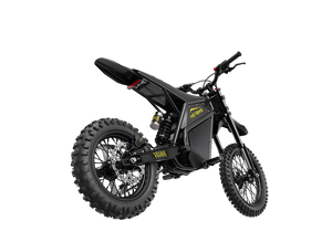 Heybike Villain electric bike in Midnight Black, side view, rugged frame, thick tires, outdoor background