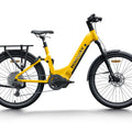 Dark orange Himiway A7 Pro eBike side view, showcasing its frame, battery, and suspension system against a plain background.